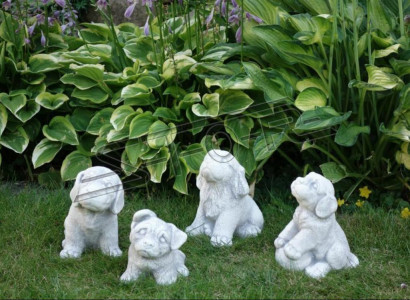 Garden Decoration Dog Patio Stone Figure Figurines Decorative Statue White